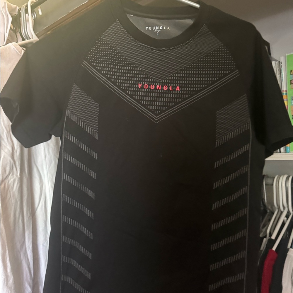 YoungLA Black Mesh Detail Superman Compression Tee